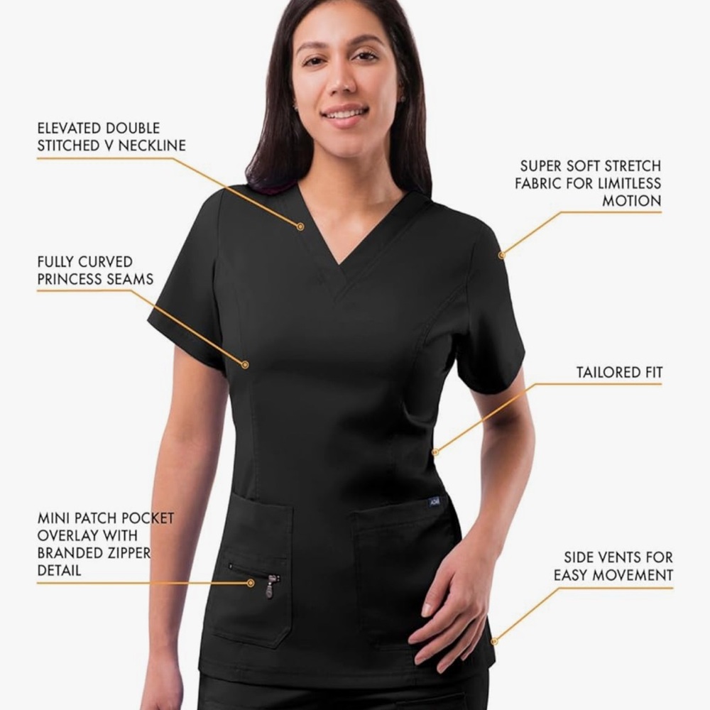NWOT Women's Black V-Neck Scrub Top